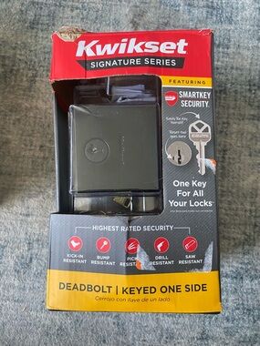 New Kwikset Signature low profile iron black square single cylinder Deadbolt